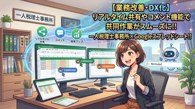 【業務改善・DX化】リアルタイム共有やコメント機能で共同作業がスムーズに！！一人税理士事務所×Googleスプレッドシート！！｜ミライクラフト税理士事務所