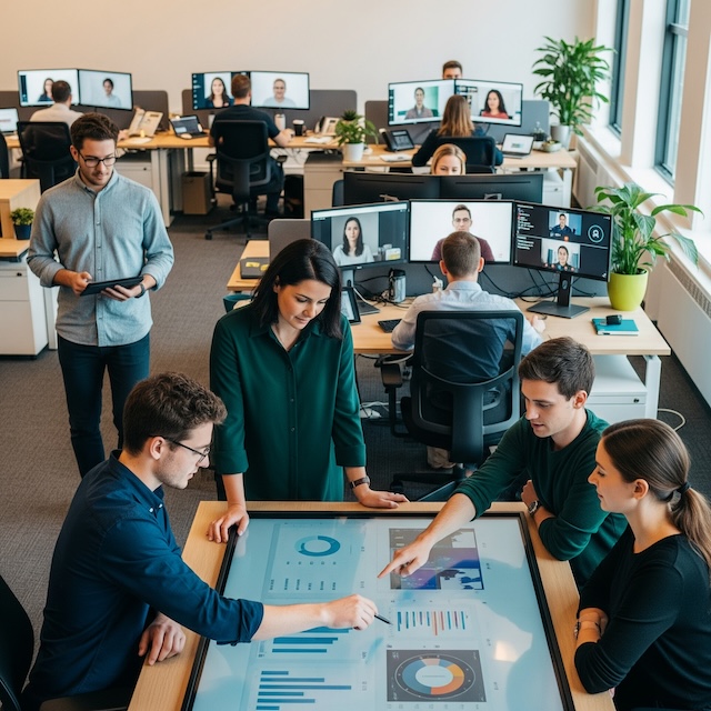 オフィスでミーティングをする様子 | 大阪市西区の税理士事務所 | ミライクラフト税理士事務所