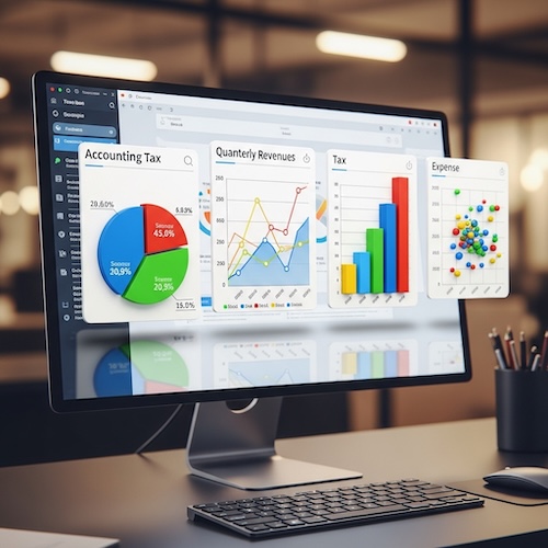 パソコンがAIで資料を処理する様子 | 大阪市西区の税理士事務所 | ミライクラフト税理士事務所