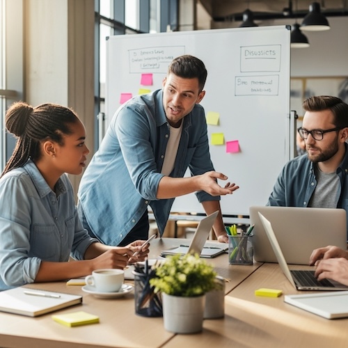 ミーティングをしている様子 | 大阪市西区の税理士事務所 | ミライクラフト税理士事務所