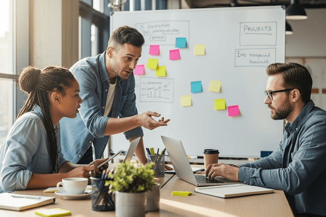 ミーティングをしている様子 | 大阪市西区の税理士事務所 | ミライクラフト税理士事務所